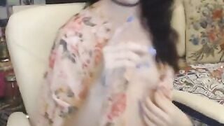 Nerdy Babe Pussy Play on Webcam with Sex Toy