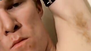 Thug fists his dick and uses a toy to pump out more jizz