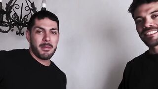 Hairy Harry Star and Eze Bugli throat videographer's wet dick