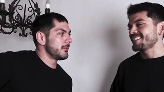 Hairy Harry Star and Eze Bugli throat videographer's wet dick