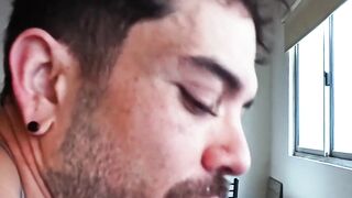 Charming Harry Star cums while riding Luke Gaudi's cock