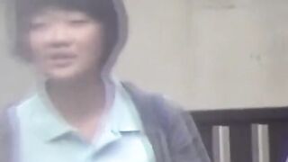 Naughty schoolgirls are peeing outside after school let out