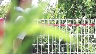 Japanese schoolgirl teens are teasing each other while peeing