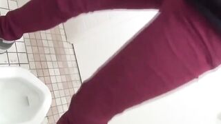 Pervy video of Japanese girls peeing in public restrooms