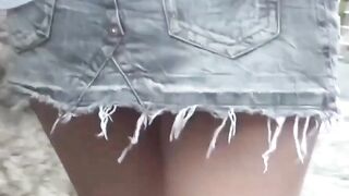 One girl sees a perv recording while she pees outdoors