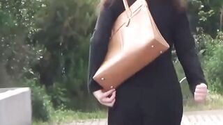 This vixen blushes after outdoor pee exposure catch