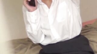Cam films Asian babe testing toy through pantyhose at home