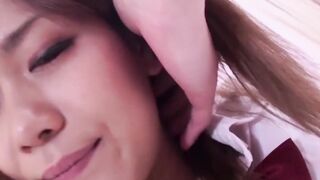 My cum floods Nozomi Kaharas hairy slit after crazy sex