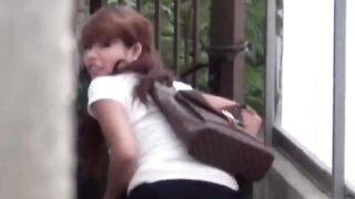 Scent following voyeur catches cuties marking wet trails