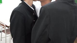 Young Japanese teen double penetrated doggystyle