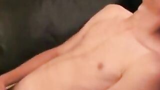 Young amateur strokes his small cock solo and cums