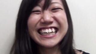 Petite Japanese chick worships plastic dick and sits on it POV