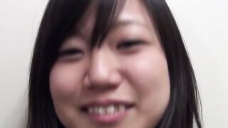 Petite Japanese chick worships plastic dick and sits on it POV