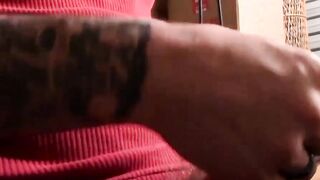 Str8Thugs.com - Tattooed straight thug wears COVID mask while masturbating with inten
