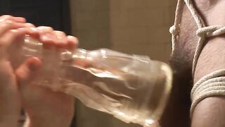 Hairy Adam Ramzi tied and milked until his cock gives up sticky juices