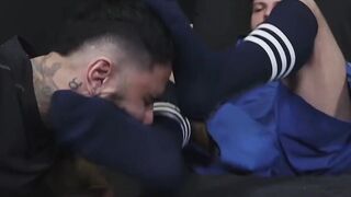 Jock duo swap intense foot and toe worship