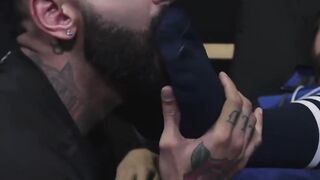 Jock duo swap intense foot and toe worship