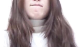 Attractive secretary fidgets as she desperately needs to pee