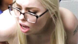 Blonde Haley Spades blows a big and veiny dick