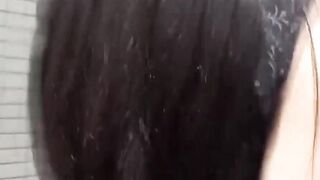 This girl seeks a spot to relief from her urge