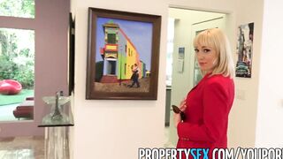PropertySex - Agent wearing red blazer fornicates inside mansion