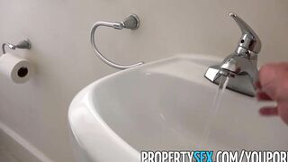 PropertySex - hot Hispanic tenant with huge melons busts pervert landlord panty sniffing