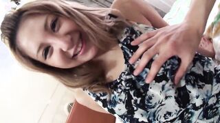Young Japanese amateur chick - cummed - huge titties