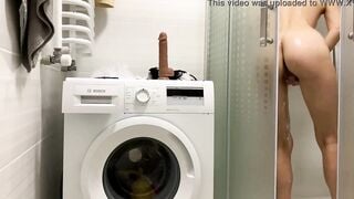 Russian eighteen masturbating with vibrator inside the toilet while no 1 sees