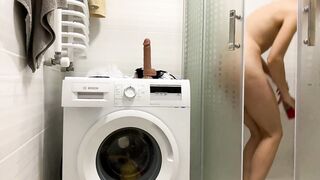 Russian eighteen masturbating with vibrator inside the toilet while no 1 sees