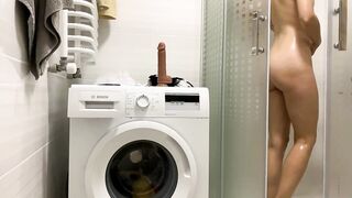Russian eighteen masturbating with vibrator inside the toilet while no 1 sees
