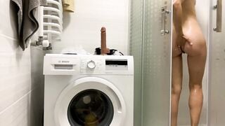 Russian eighteen masturbating with vibrator inside the toilet while no 1 sees