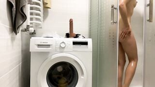Russian eighteen masturbating with vibrator inside the toilet while no 1 sees