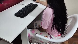 Uncle cheated on his virgin niece when she is alone at home with a lollipop into her mouth and his dick at the same time Slave English Jav
