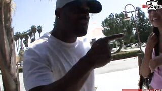 Petite Black skank with tiny titties pick up from a big black cock