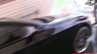 Blonde Cougar with beautiful huge titted make a sexy carwash before sex