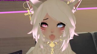 Shy Catgirl Slides on a Performance for you ️solo Masturbation inside Virtual Reality [VRchat] 3d Cartoon Model