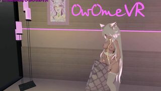 Shy Catgirl Slides on a Performance for you ️solo Masturbation inside Virtual Reality [VRchat] 3d Cartoon Model
