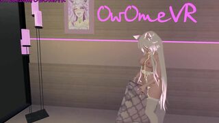 Shy Catgirl Slides on a Performance for you ️solo Masturbation inside Virtual Reality [VRchat] 3d Cartoon Model