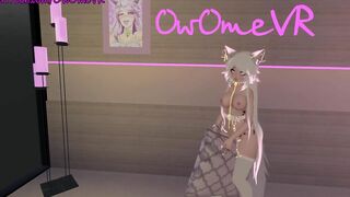 Shy Catgirl Slides on a Performance for you ️solo Masturbation inside Virtual Reality [VRchat] 3d Cartoon Model