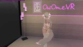 Shy Catgirl Slides on a Performance for you ️solo Masturbation inside Virtual Reality [VRchat] 3d Cartoon Model