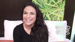 Brand new brunette teen with D cup tits stars in her first porn