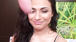 Brand new brunette teen with D cup tits stars in her first porn