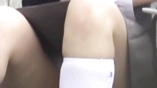 Peeping grabs each moment of her vag teasing till urine