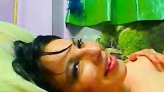 Webcam girl sucks balls, gets a facial and cum in mouth.