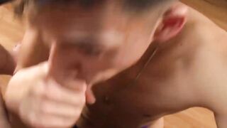 Horny David Ace peels off briefs to worship my black dick