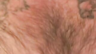 Tattooed mature amateur strokes small cock and blows load