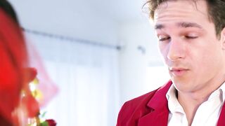 Very bosomy Hailey Rose wont soon forget her stepbrothers rough thrusting