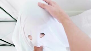 Lana Smalls and Molly Little costumed as ghosts to lure my cock into their mouths