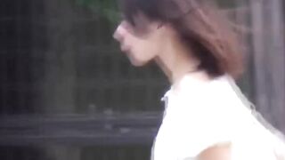 Asian girls unload their full bladders outdoors