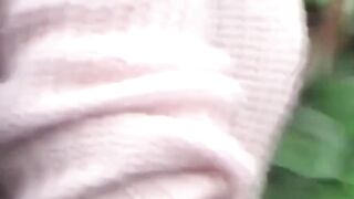 Her long bush gets drenched in the warm stream of her pee